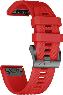 QuickFit Armband 22mm, Silikon, rot, schwarze Schnalle (Garmin Fenix 7/6/5, Epix 2, etc.)