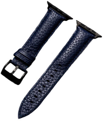 Armband für Apple Watch, Leder, blau, schwarze Schließe (Durchmesser 42/44/45mm)