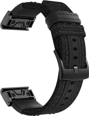 QuickFit Armband 22mm, Nylon, schwarz, schwarze Schnalle (Garmin Fenix 7/6/5, Epix 2, MARQ, etc.)