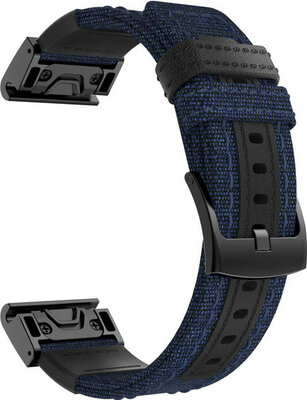 QuickFit Armband 22mm, Nylon, blau, schwarze Schnalle (Garmin Fenix 7/6/5, Epix 2, MARQ, etc.)