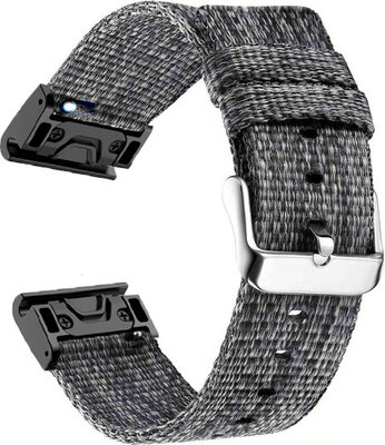 QuickFit Armband 22mm, Nylon, schwarz, Stahlschnalle (Garmin Fenix 7/6/5, Epix 2, MARQ, etc.)