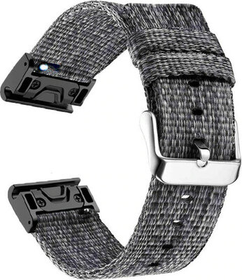 QuickFit Armband 26mm, Nylon, schwarz, Stahlschnalle (Garmin Fenix 7X/6X/5X, Tactix, etc.)