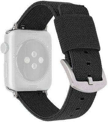 Armband für Apple Watch, Nylon, schwarz, silberne Schließe (38/40/41mm Gehäuse)