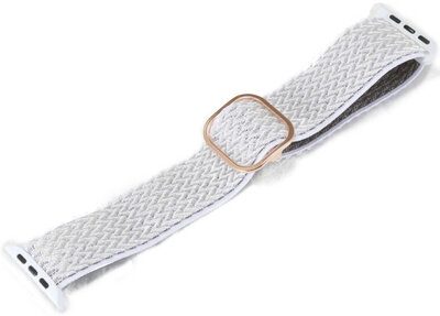 Armband für Apple Watch, Nylon, weiß, roségoldene Schließe (42/44/45 mm Gehäuse)