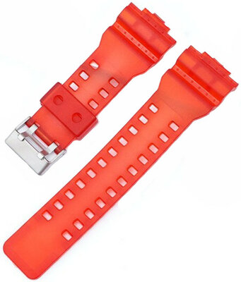 Armband für Casio G-Shock, Kunststoff, rot, silberne Schließe (für Modelle GA-100, GA-110, GD-120, GLS-100)