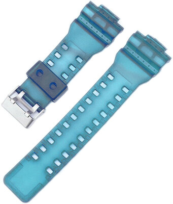 Armband für Casio G-Shock, Kunststoff, blau, silberne Schließe (für Modelle GA-100, GA-110, GD-120, GLS-100)