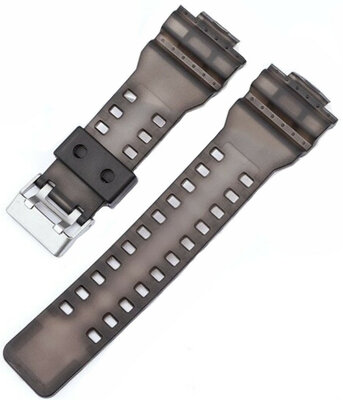 Armband für Casio G-Shock, Kunststoff, schwarz, silberne Schließe (für Modelle GA-100, GA-110, GD-120, GLS-100)