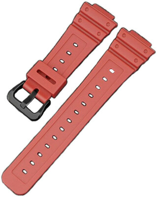 Armband für Casio G-Shock, Silikon, rot, schwarze Schließe (für Modelle GA-2100/GA-2110, DW-5600, GW-6900)