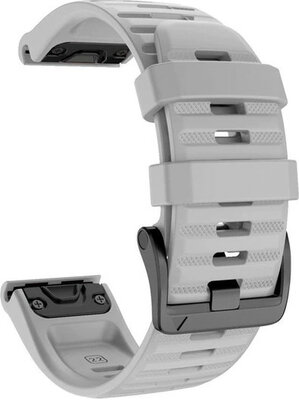 QuickFit Armband 22mm, Silikon, grau, schwarze Schnalle (Garmin Fenix 7/6/5, Epix 2, MARQ, etc.)