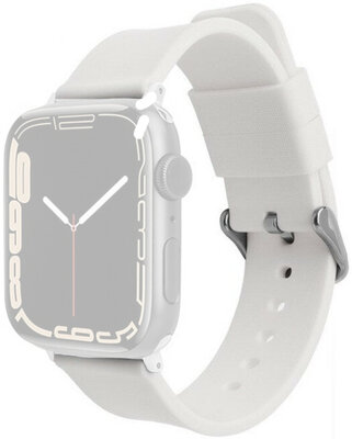 Armband für Apple Watch, Silikon, weiß, silberne Schließe (38/40/41 mm Gehäuse)