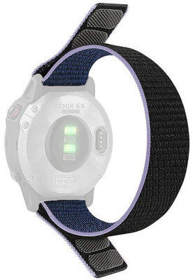 Fädelarmband 26mm, Nylon, blau mit lila Streifen (Garmin Fenix 7/6/5 etc.)