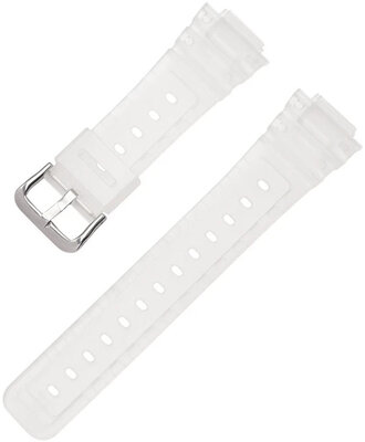 Armband für Casio G-Shock, Kunststoff, halbtransparent, silberne Schließe (für Modelle GA-2100/GA-2110, DW-5600, GW-6900)