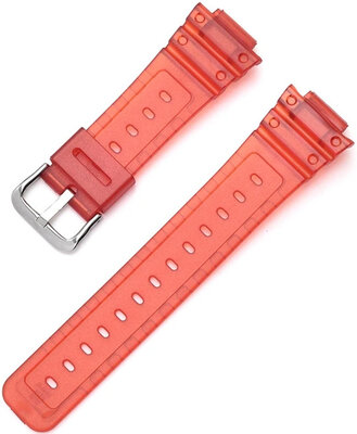 Armband für Casio G-Shock, Kunststoff, rot, silberne Schließe (für Modelle GA-2100/GA-2110, DW-5600, GW-6900)