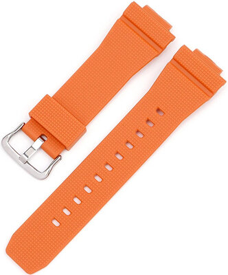 Armband für Casio G-Shock, Silikon, orange, silberne Schließe (für Modelle GA-2100/GA-2110, DW-5600, GW-6900)