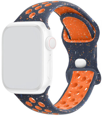 Armband für Apple Watch 42/44/45mm, Silikon Sport, blau-orange