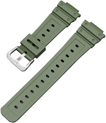 Armband für Casio, Silikon, grün, silberne Schließe (GA2100,DW6900)