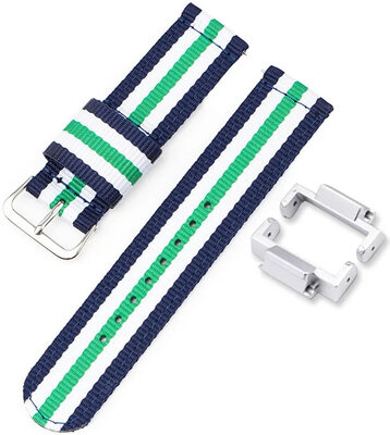 Armband für Casio G-Shock, NATO, Textil, blau-weiss-grün, silberne Schliesse (GA-2100/GA-2110, DW-5600, GW-6900) mit Adapter