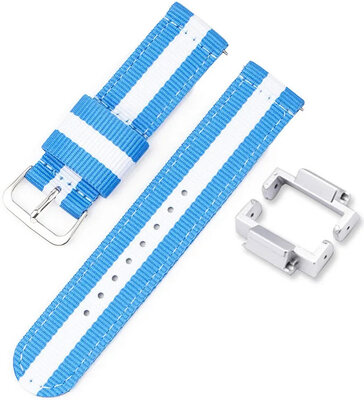 Armband für Casio G-Shock, NATO, Textil, blau-weiss, silberne Schliesse (GA-2100/GA-2110, DW-5600, GW-6900) mit Adapter