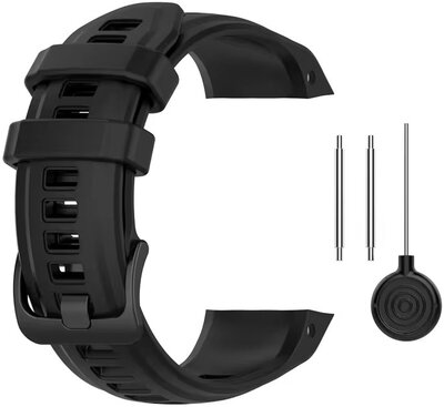 Armband für Garmin Instinct 2S, Silikon, schwarz, schwarze Schließe