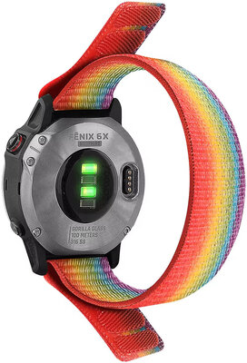 Einziehband 22mm, Nylon, regenbogenfarben (Garmin Fenix 7/6/5 etc.)