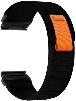 QuickFit Armband 22mm, Nylon, schwarz, Klettverschluss (Garmin Fenix 7/6/5, Epix 2, MARQ 2, etc.)