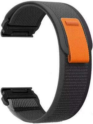 QuickFit Armband 26mm, Nylon, schwarz-grau, Klettverschluss (Garmin Fenix 7X/6X/5X, Tactix, etc.)