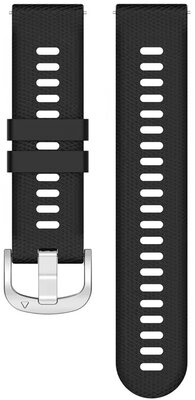 Quick Release Armband 18mm, Silikon, schwarz, silberne Schnalle (Garmin Venu 2S, Vívoactive 4S, Forerunner 265S, Venu 3S, etc.)