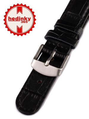 Unisex-Uhrenarmband aus schwarzem Leder W-080-A